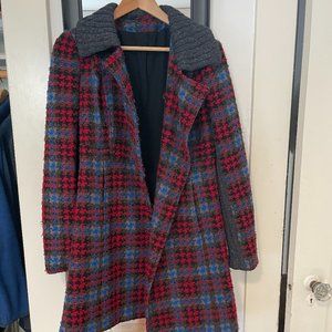 Free People Plaid Sweater Peacoat, Women's Small